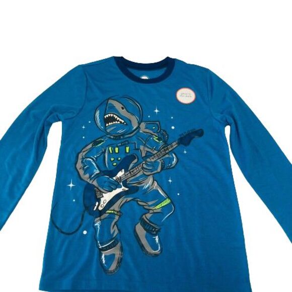 Wonder Nation PJs Boys Medium 8 Glow in Dark Graphic Shark Guitar Player - Picture 2 of 7